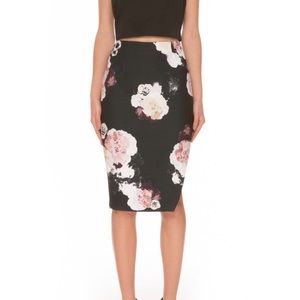 NWT Keepsake Divide Floral Black High Waist Skirt